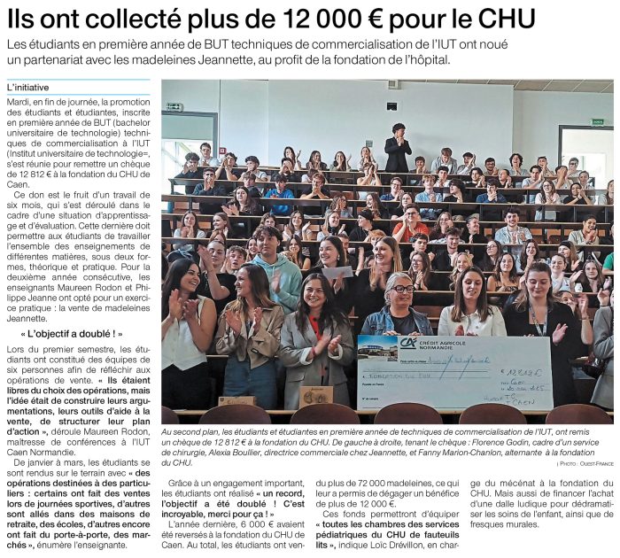 Article Ouest-France Biscuiterie Jeanne IUT GON TC CHU Caen